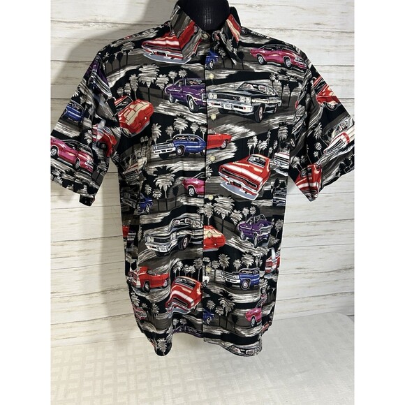 Vtg. Reyn Spooner Camp Shirt Men XL Dodge Charger GT Daytona Muscle Car Hawaiian